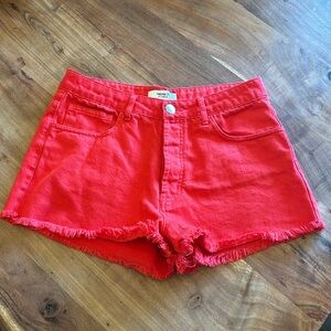Red Forever 21 Jean cutoff shorts size 27. Excellent condition